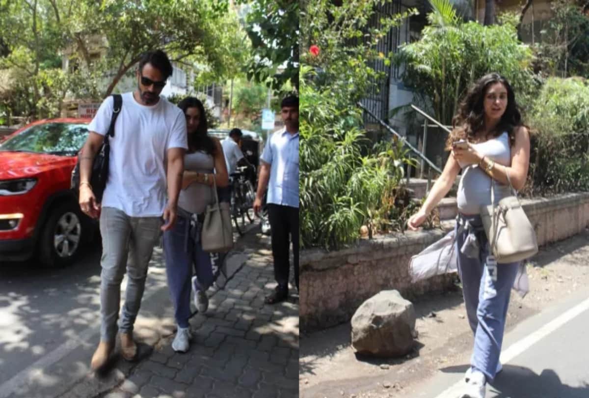 Gabriella Demetriades flaunts her baby bump while on a lunch date with Arjun Rampal