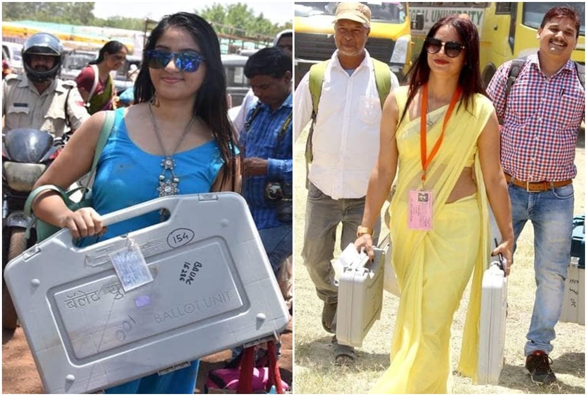 Lok Sabha Elections 2019 woman polling officer in blue dress photo viral