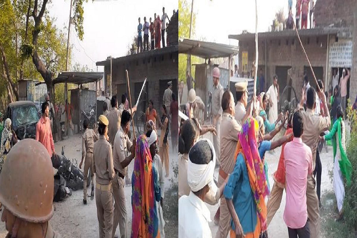 Police beaten of the villagers and eight injured in car accident at Bijnor