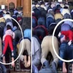 girl climbing back of father while he offers prayer at jamia masjid watch video viral 