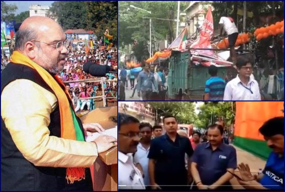 west bengal violence vidyasagar statue broken in trinamool-BJP violence amit shah mamata banerjee