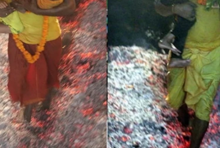 A woman devotee of maa mariamma fall in fire well in jalandhar