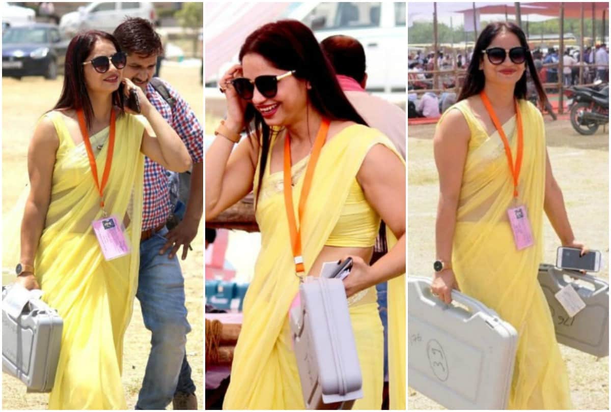 Lady polling officer Reena Dwivedi skirt picture viral know about her