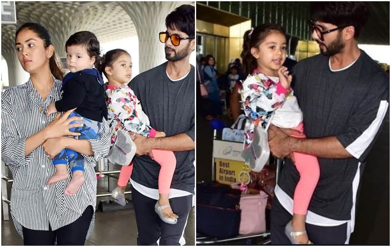 kabir Singh Actor Shahid kapoor Spotted at mumbai airport with family