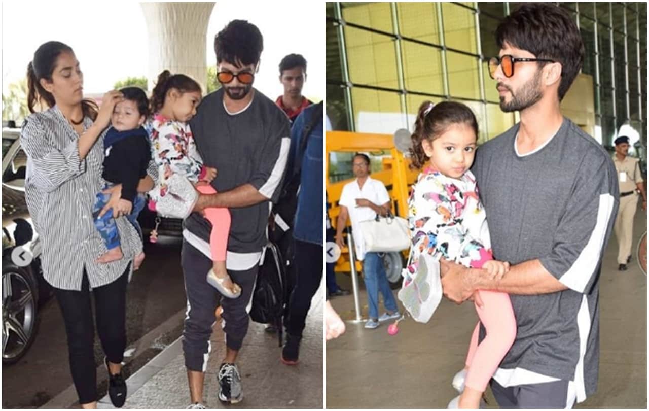kabir Singh Actor Shahid kapoor Spotted at mumbai airport with family