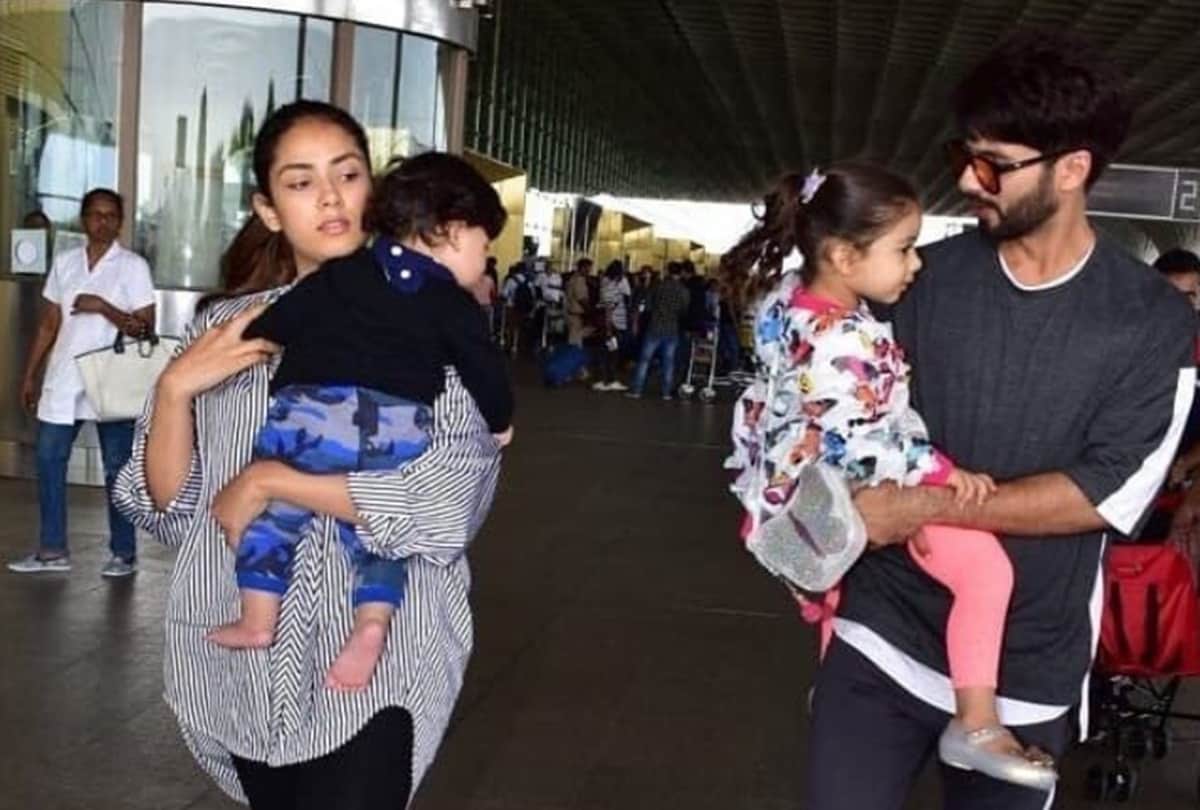 kabir Singh Actor Shahid kapoor Spotted at mumbai airport with family