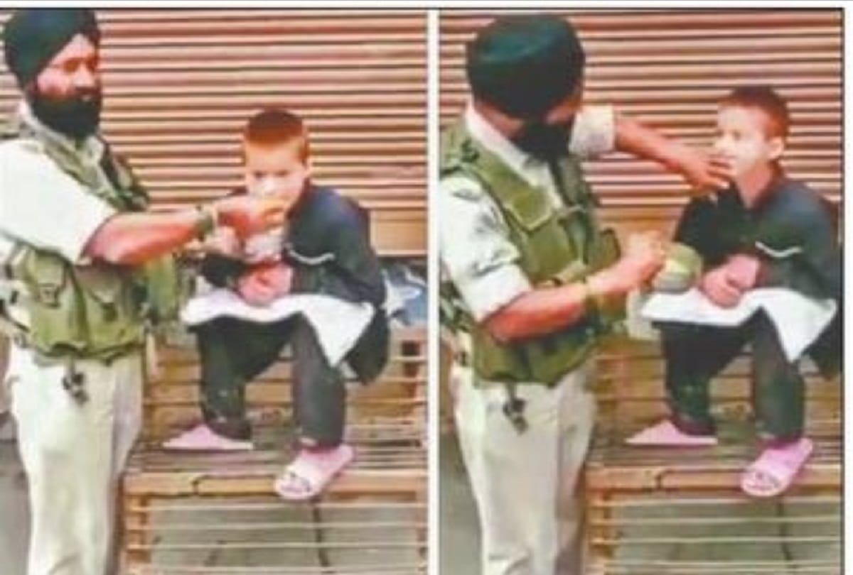 CRPF personnel serve food to child during Srinagar bandh, video viral on Social media