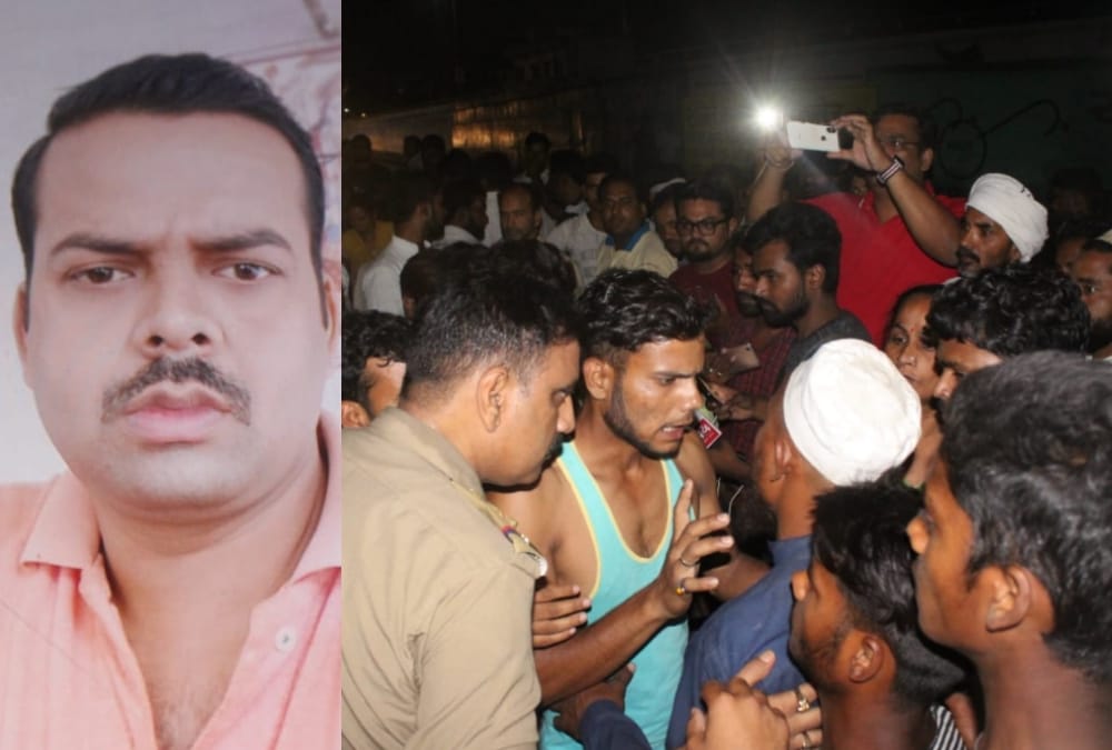 Three injured when a sub inspector fore in madiyaon in lucknow.