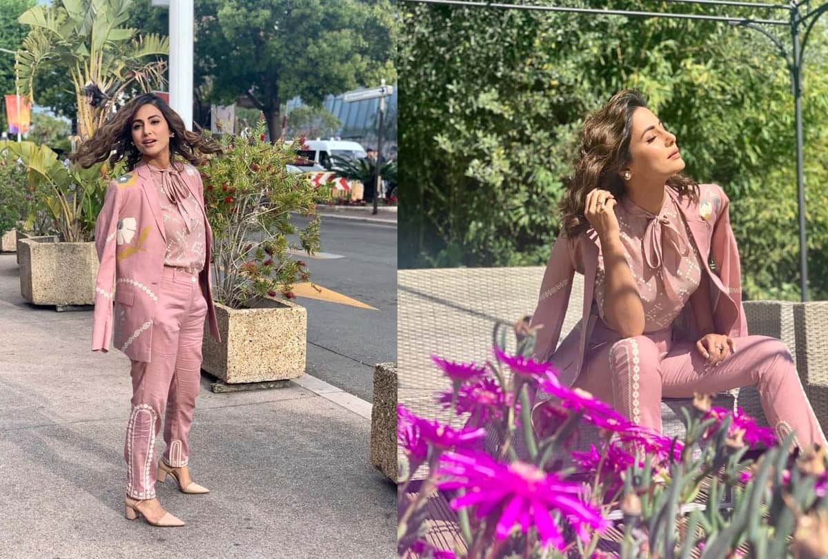 Cannes 2019:  Hina Khan First photos from Cannes look classy in pink pantsuit