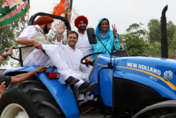 Lok sabha elections 2019, Congress President Rahul Gandhi drove a tractor in Ludhiana