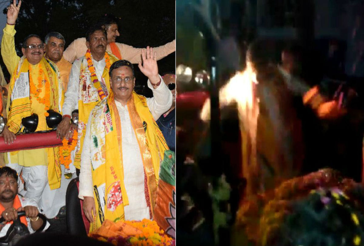 UP Deputy CM Dinesh Sharma fell during road show in agra