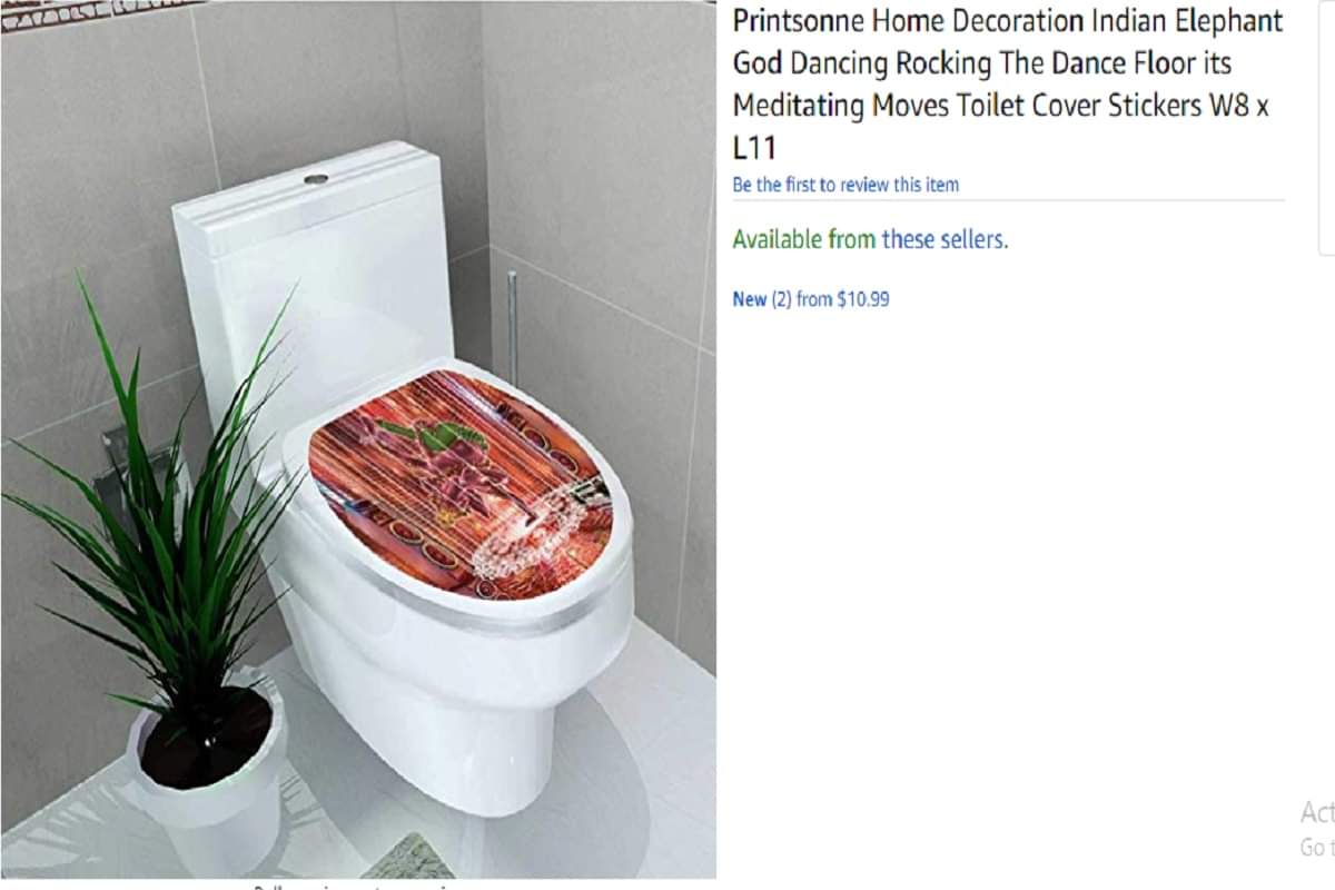 amazon is selling indian god toilet cover and doormat on its american website