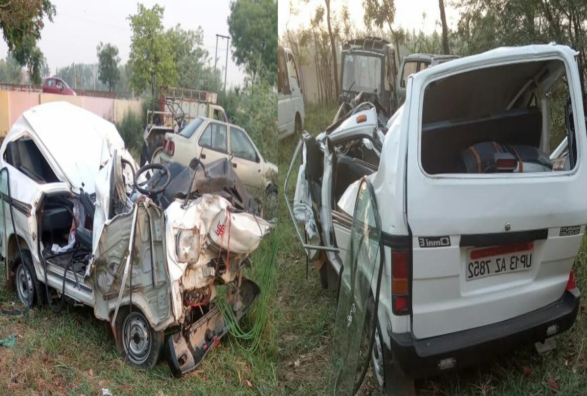 Truck and van collides each other in bulandshahr see photos of accident