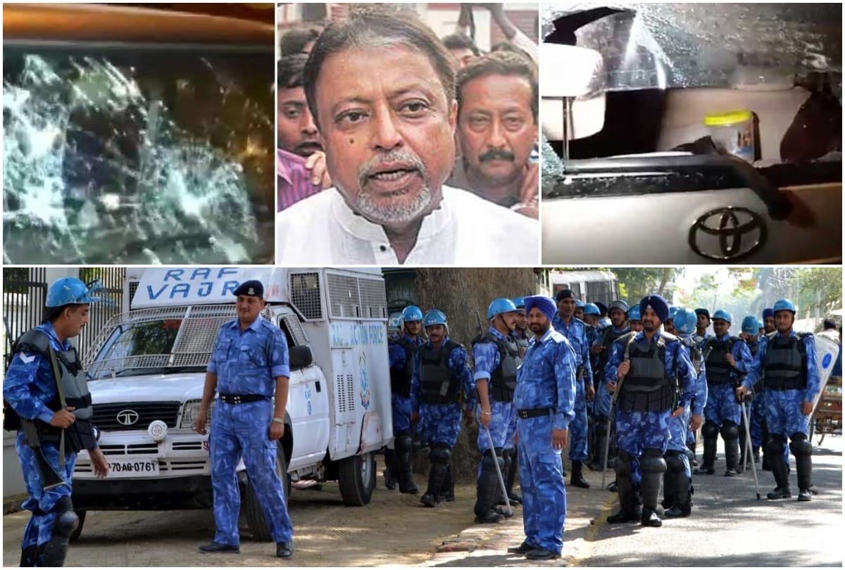 lok sabha chunav 2019: BJP Leader Mukul Roy's car broken, alleged TMC, EC Deployed forces