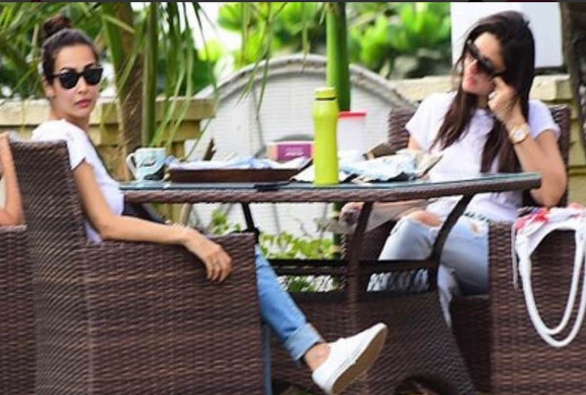 Kareena kapoor and her bestie Malaika Arora were spotted at Amrita Arora house with Taimur