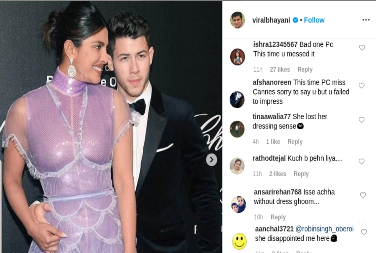 priyanka chopra cannes 2019 party look lavender color fish scale dress mocked by fans