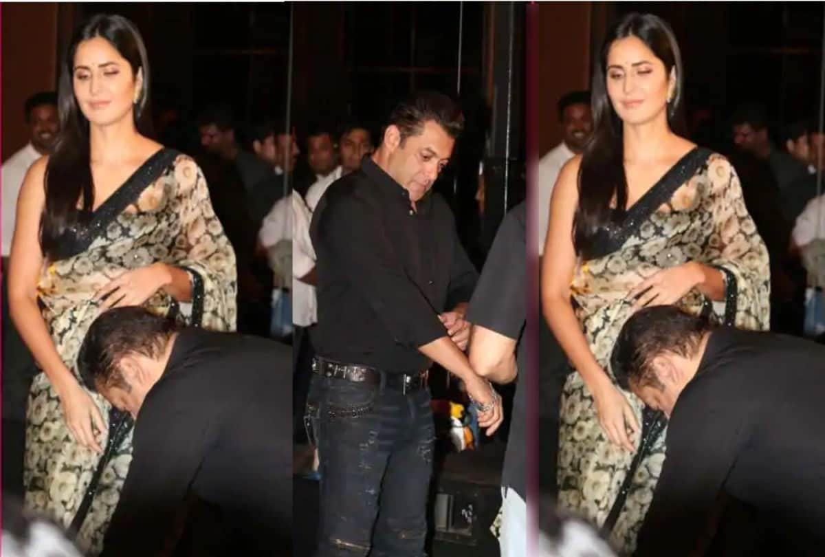salman khan manage katrina kaif saree at song release event