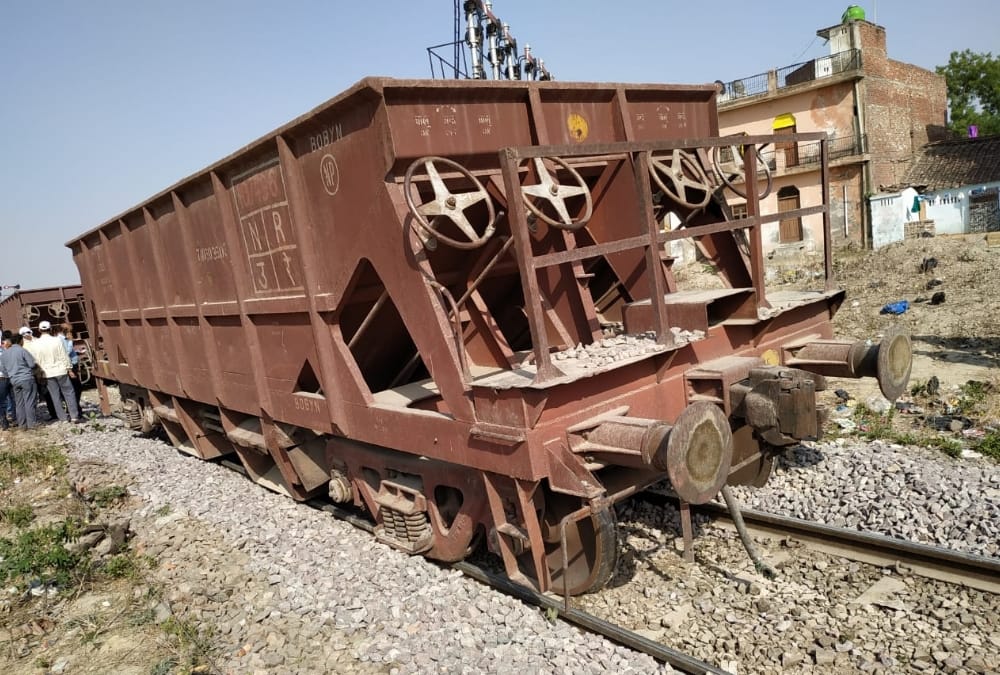 Goods train derailed in Ayodhya today.