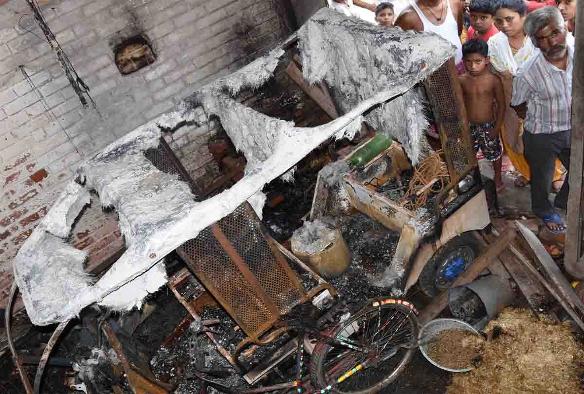Four people burned in fire in house