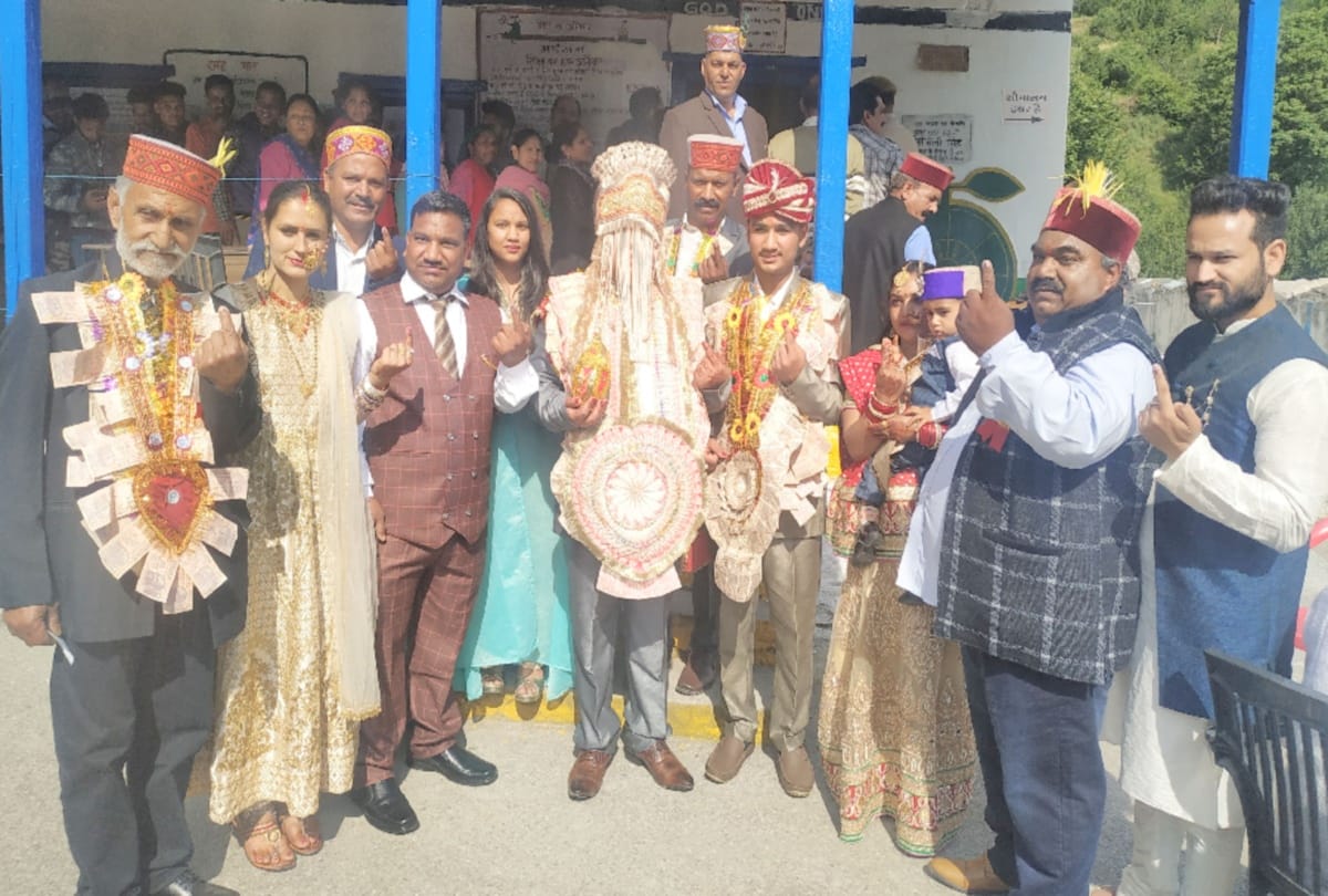 lok sabha sabha election 2019: Before getting married grooms cast vote in himachal