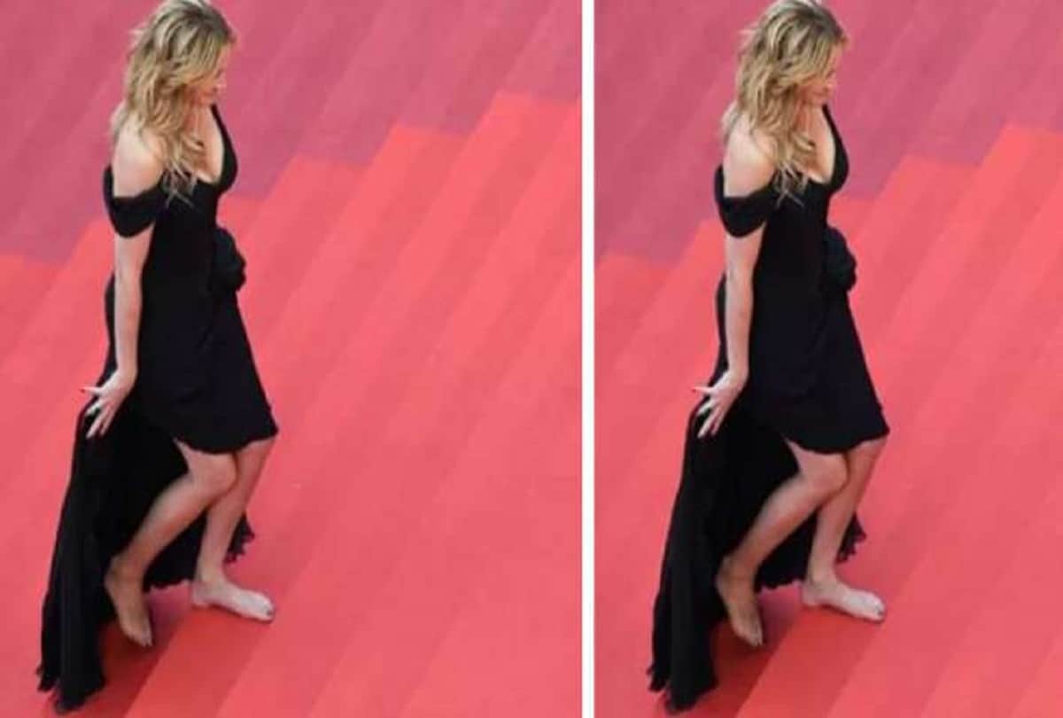 Julia Roberts walk naked foot on red carpet in cannes 2019