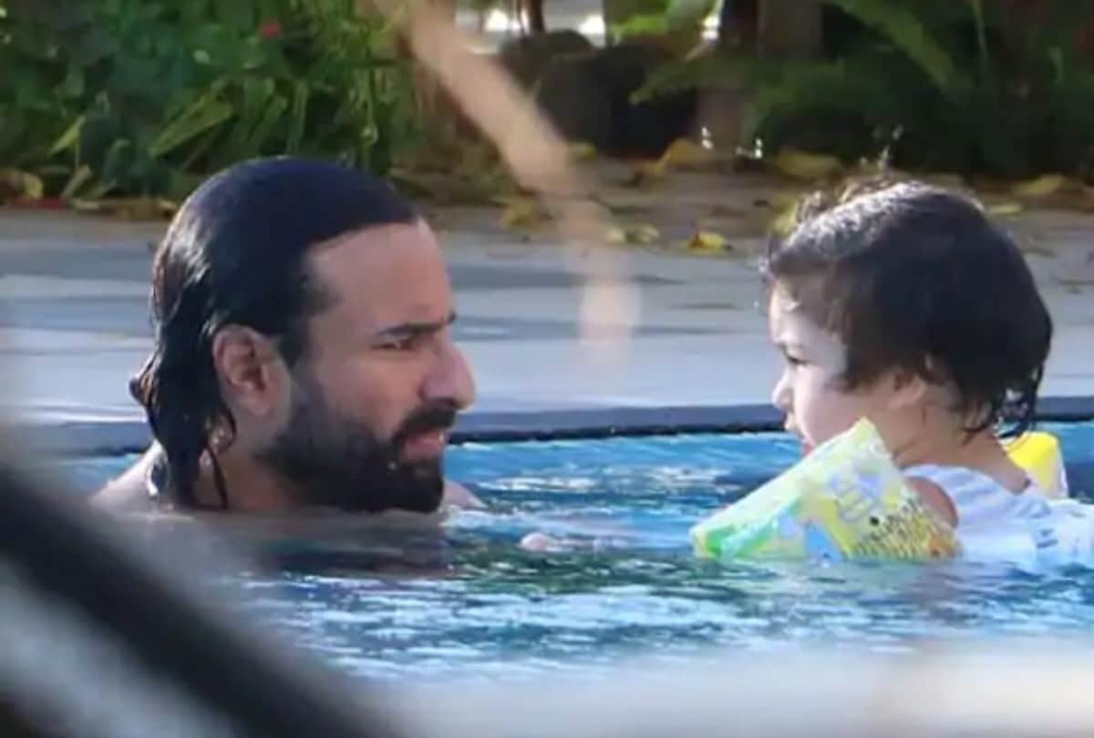 taimur ali khan played in swimming with saif ali khan and kareena kapoor