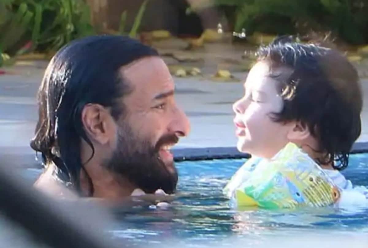 taimur ali khan played in swimming with saif ali khan and kareena kapoor