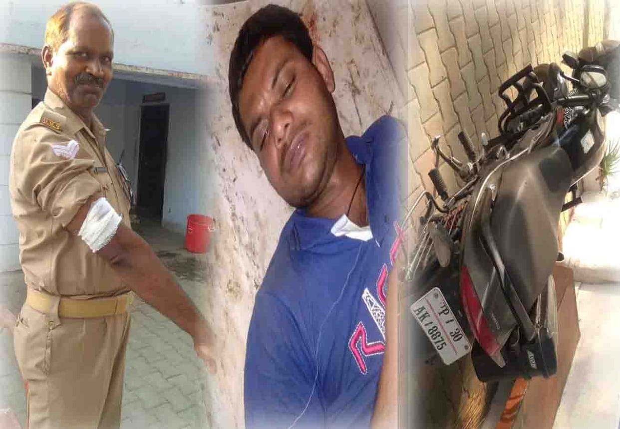 bike Robbery in Hardoi, thief injured from police bullet
