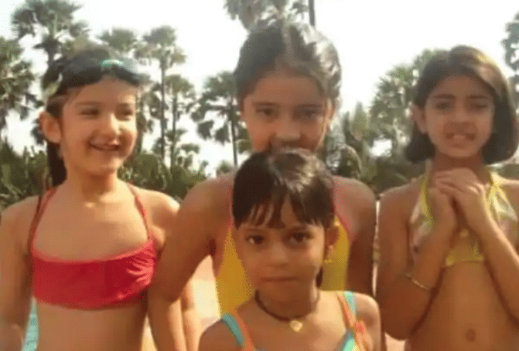 suhana khan childhood pictures with ananya pandey and navya naveli nanda