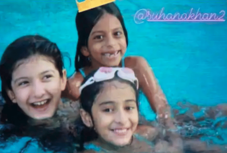 suhana khan childhood pictures with ananya pandey and navya naveli nanda