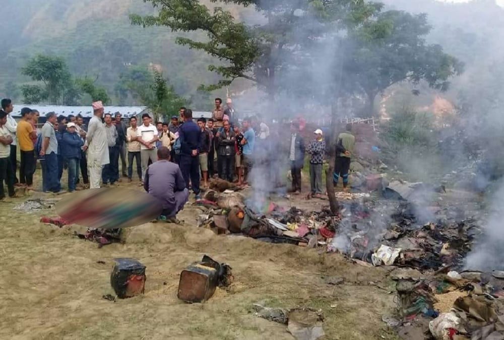 Three family members burnt alive during fire broke out in house nepal 