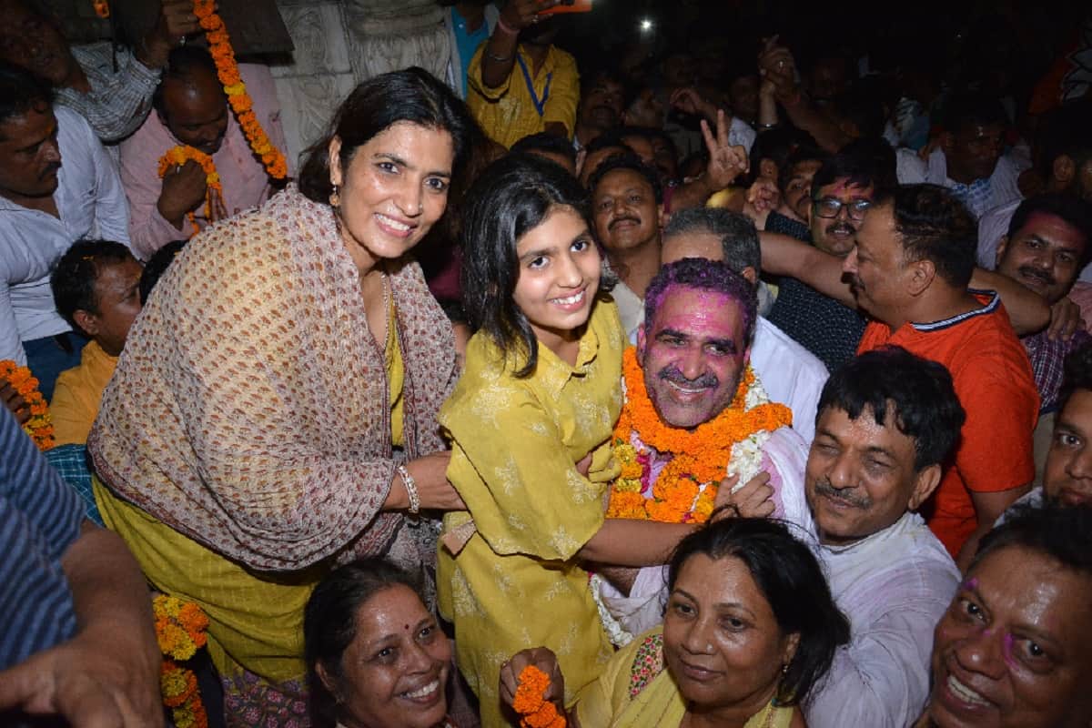 Uttar Pradesh Lok Sabha Election 2019 Results 2019: Sanjeej Baliyan celebrates after victory