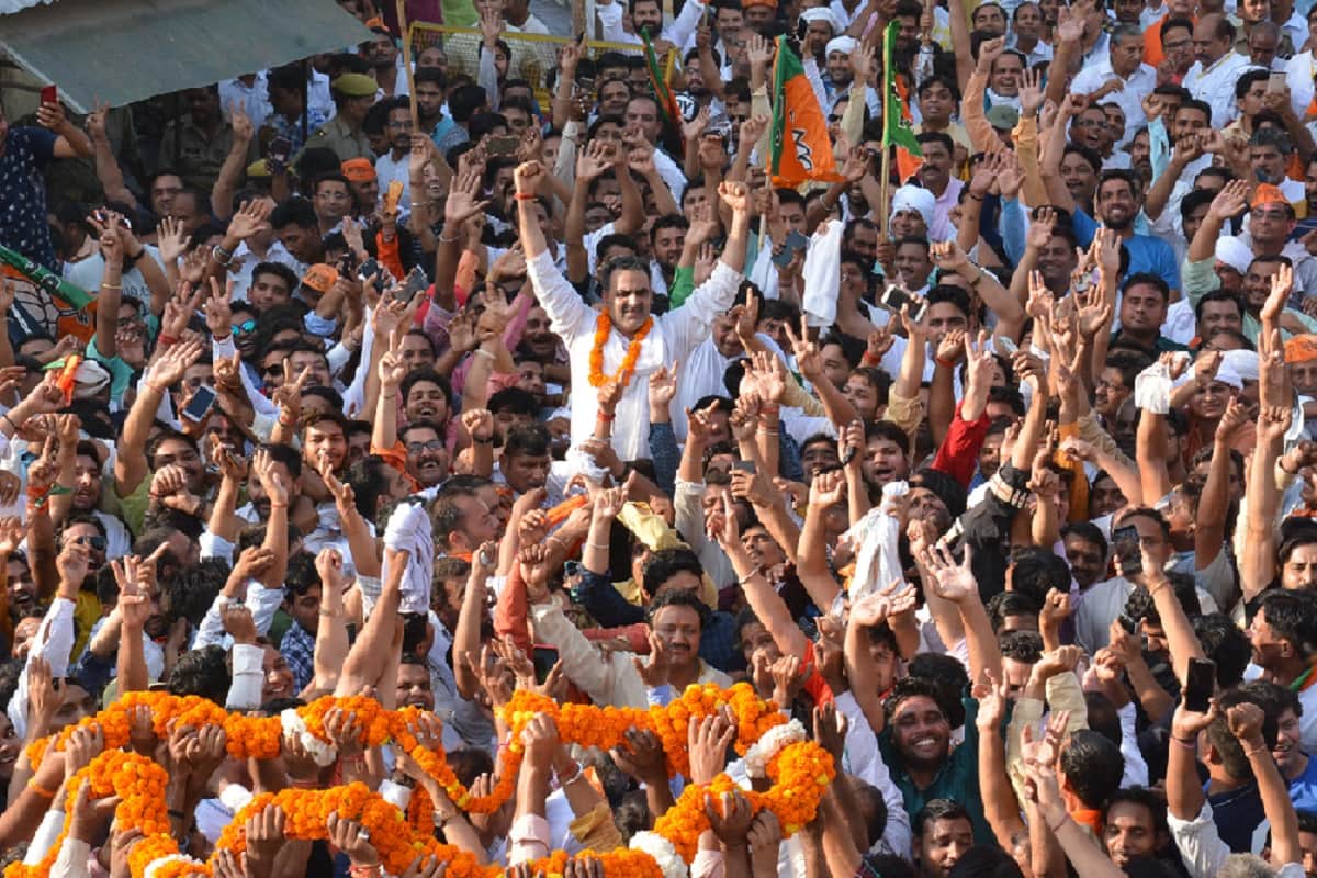 Uttar Pradesh Lok Sabha Election 2019 Results 2019: Sanjeej Baliyan celebrates after victory