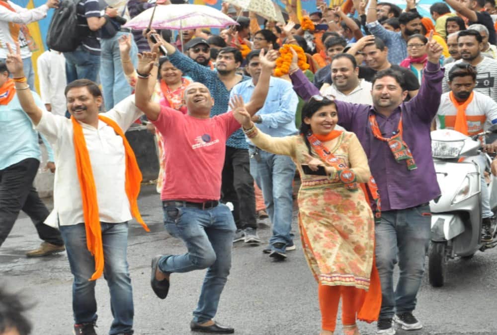 Bjp leader mala rajya laxmi shah vijay julus after Lok sabha election 2019 result