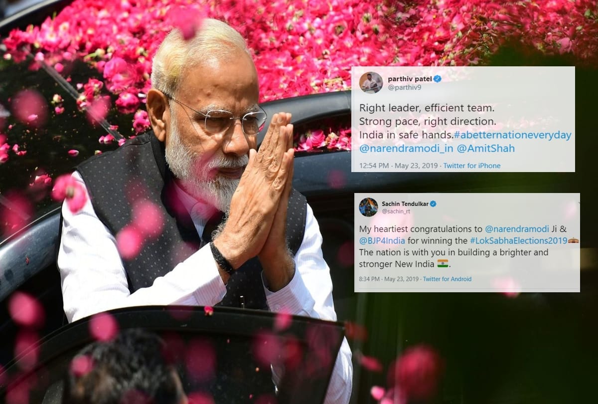 Sachin sehwag and other cricketers congratulates narendra modi over election victory