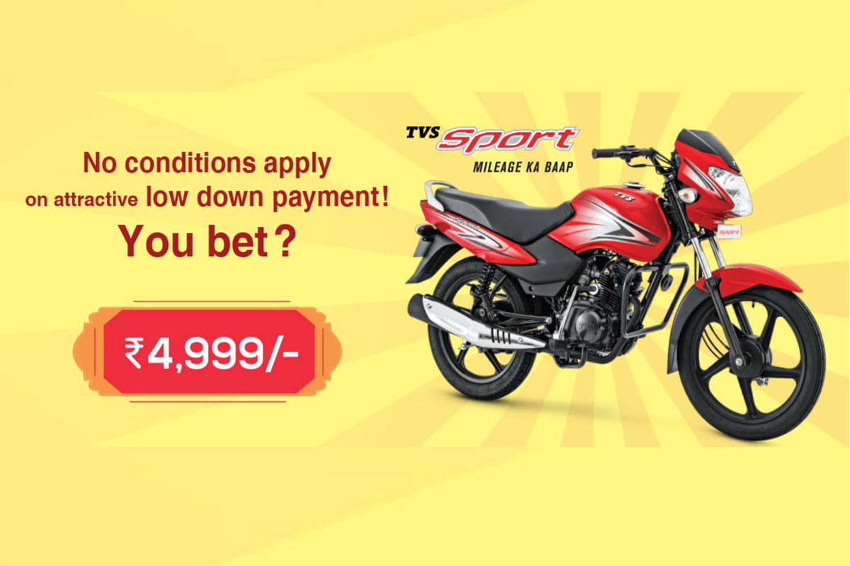 Pay Rs 4999 and take home TVS Sport and Mileage 95kmpl