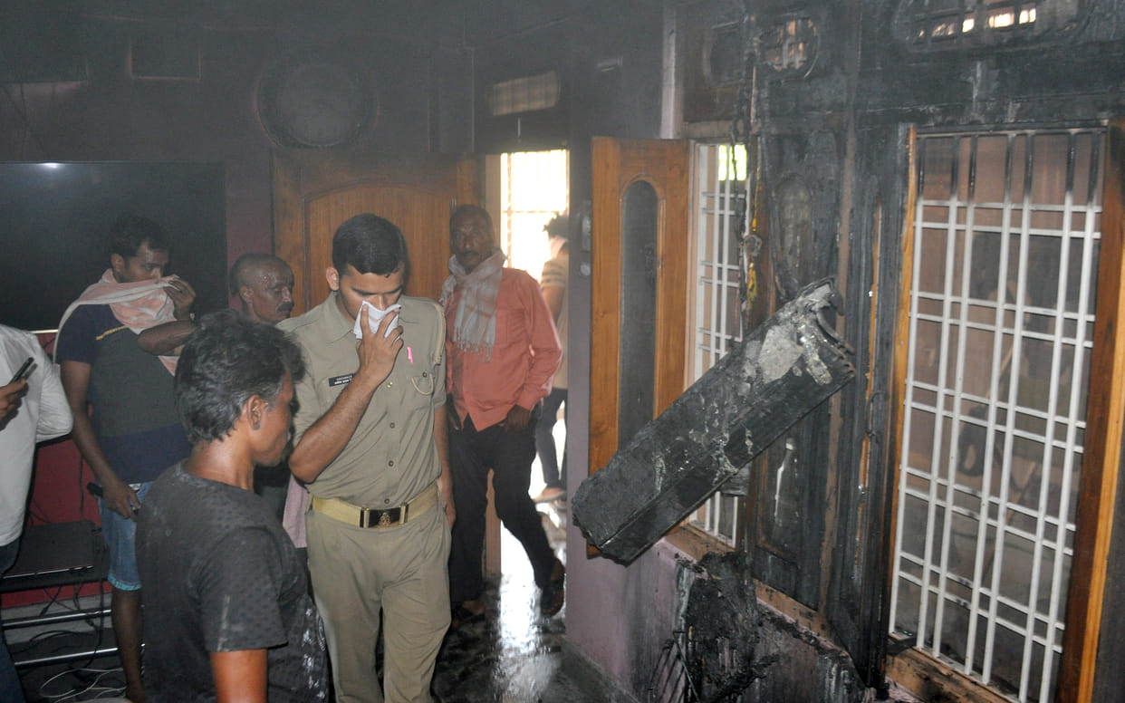 Fire in the house, household burning ash