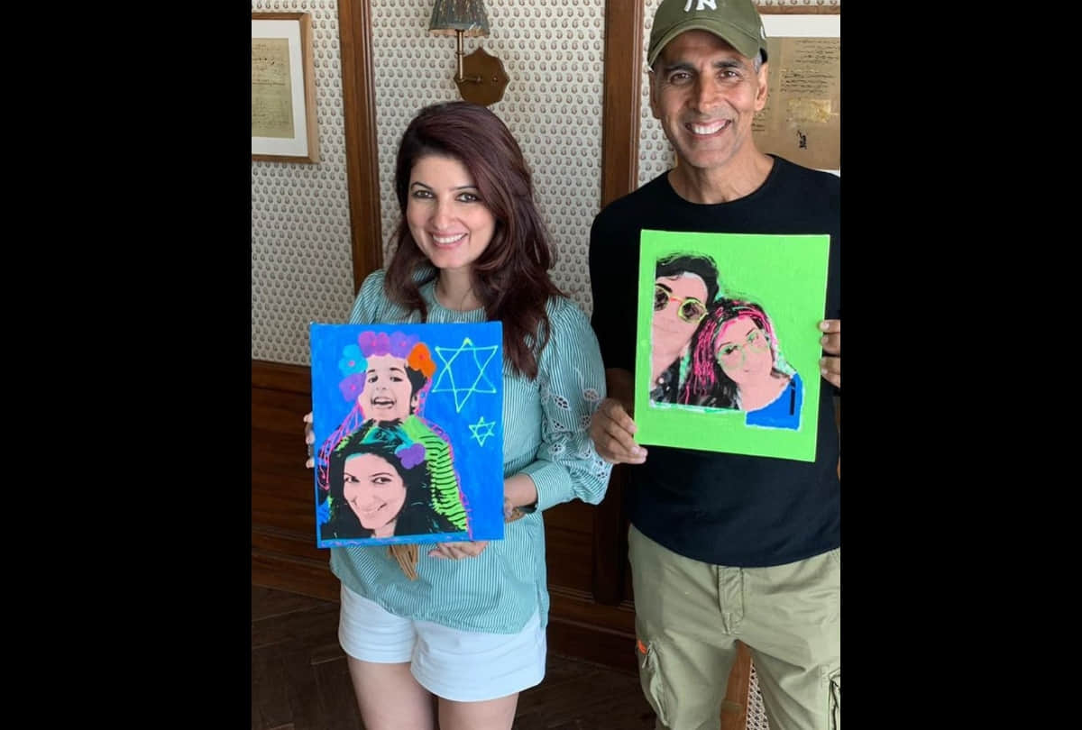 akshay kumar and twinkle khanna help daughter nitara in her art project