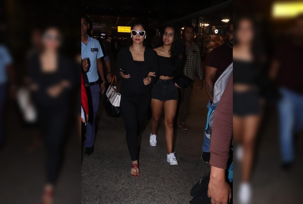 Kajol and Nysa Devgn twinning in black at airport