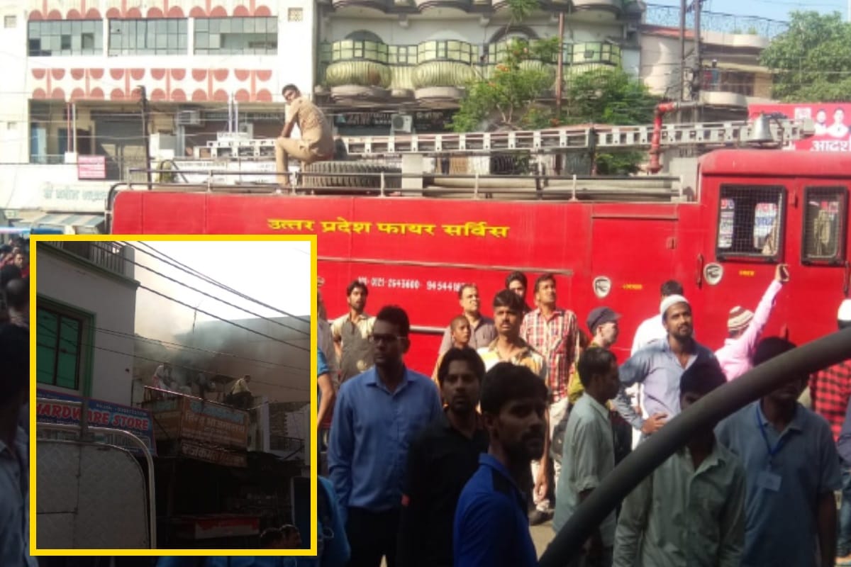 Burning fierce fire in furniture showroom in Meerut