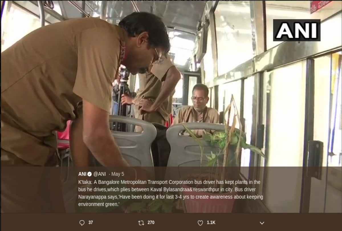 bangalore narayanappa bus driver convert bus into mini garden