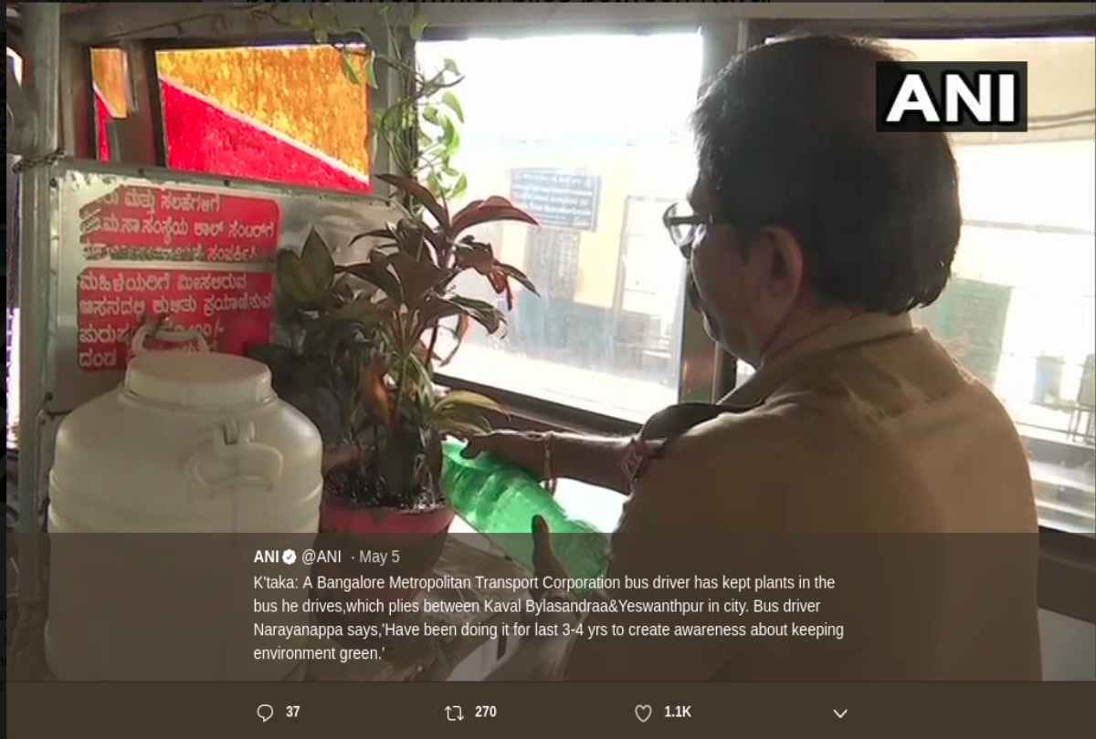 bangalore narayanappa bus driver convert bus into mini garden