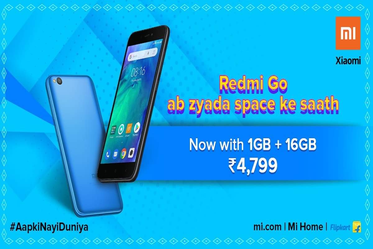 Redmi Go 16GB Storage Variant Launched in India, Know Price, Specifications and offers