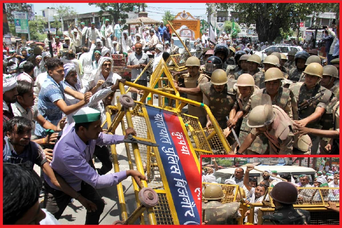 Bhakiyu supporters of many districts protests in Bijnor collectorate and beaten up of soldier