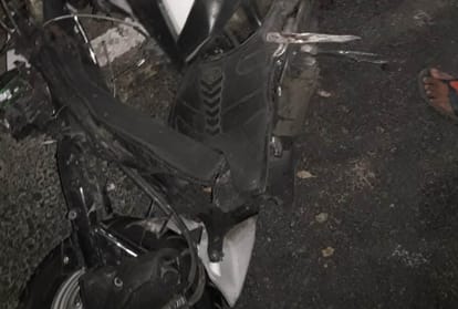 truck hits a scooty  in lucknow