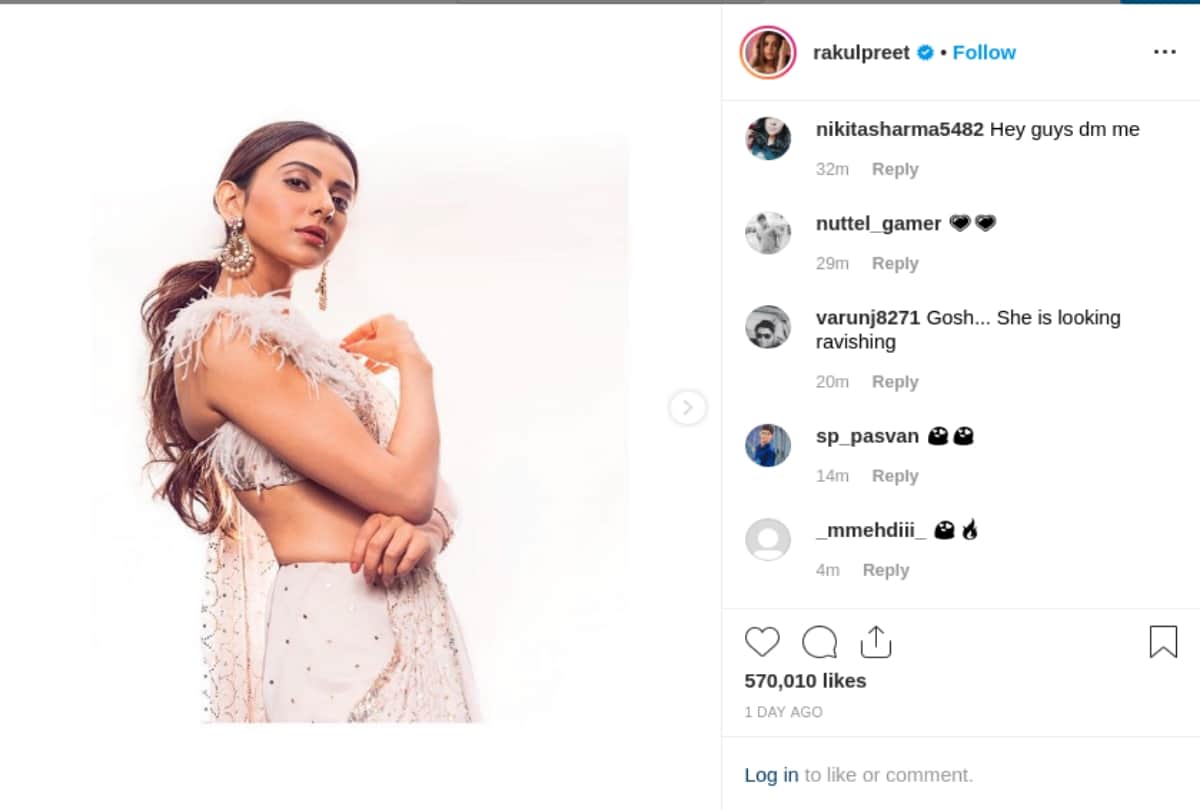 rakul preet singh white saree photoshoot on instagram