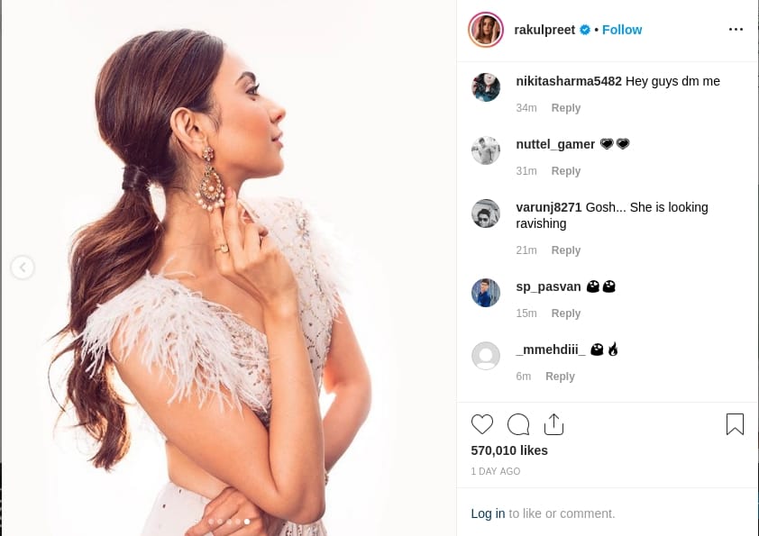 rakul preet singh white saree photoshoot on instagram