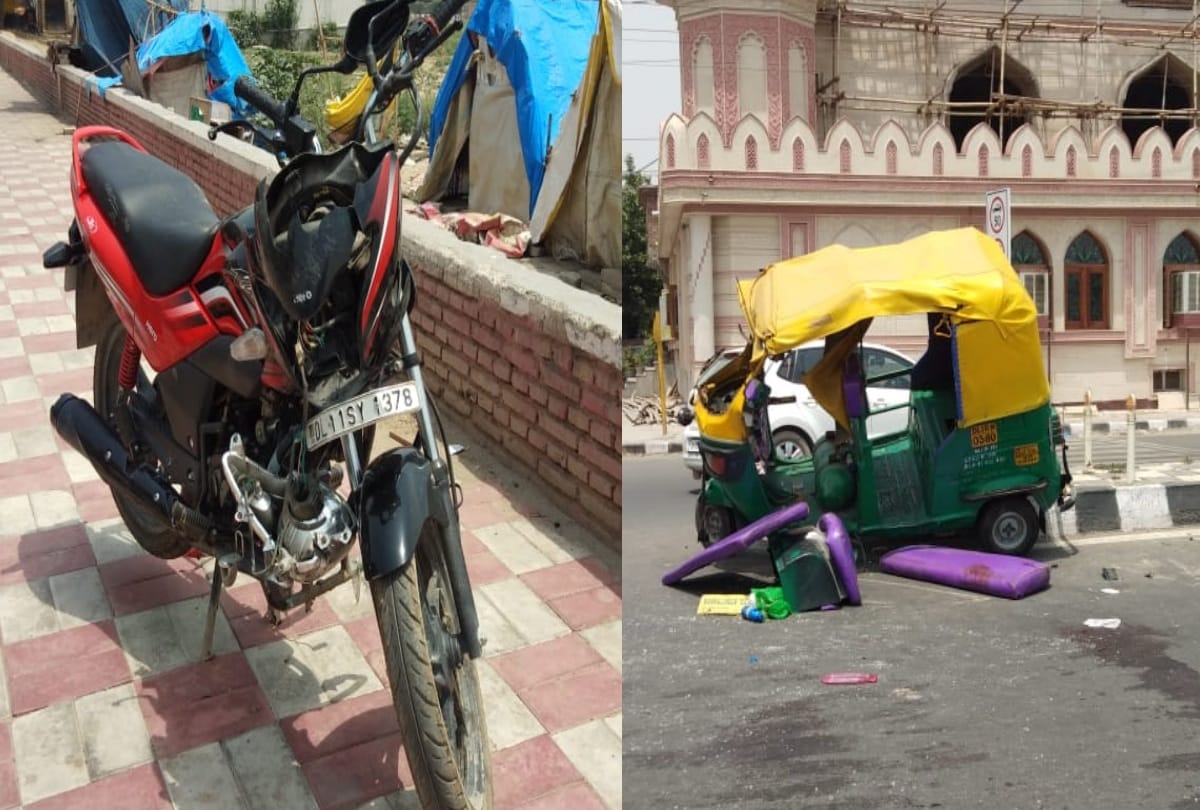 delhi rohini auto rikshaw and bike collides each other bike rider died on spot
