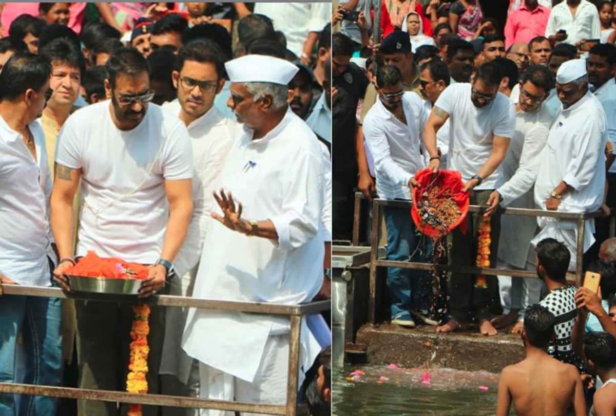 ajay devgn reached nasik for veeru devgan ashes immerse in ramkund