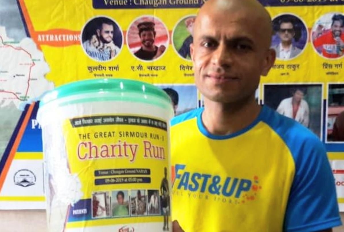 Sunil 500 kilometer charity run to save five life in Sirmour Himachal Pradesh